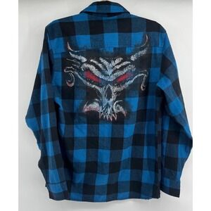WWE Brock Lesnar Flannel With Double Sided Graphic Rare Blue And Black Rare Sz S